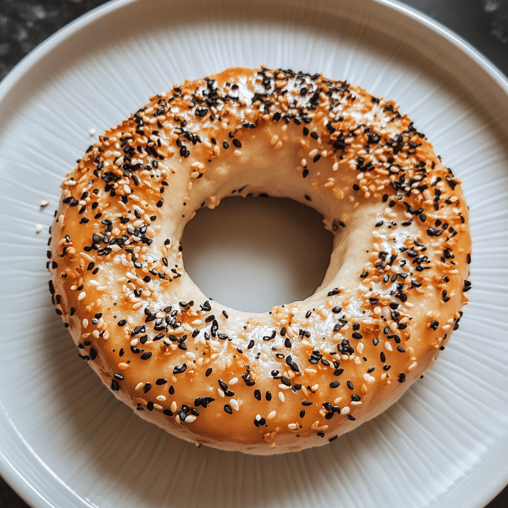 single protein bagel with everything seasoning on a plate
